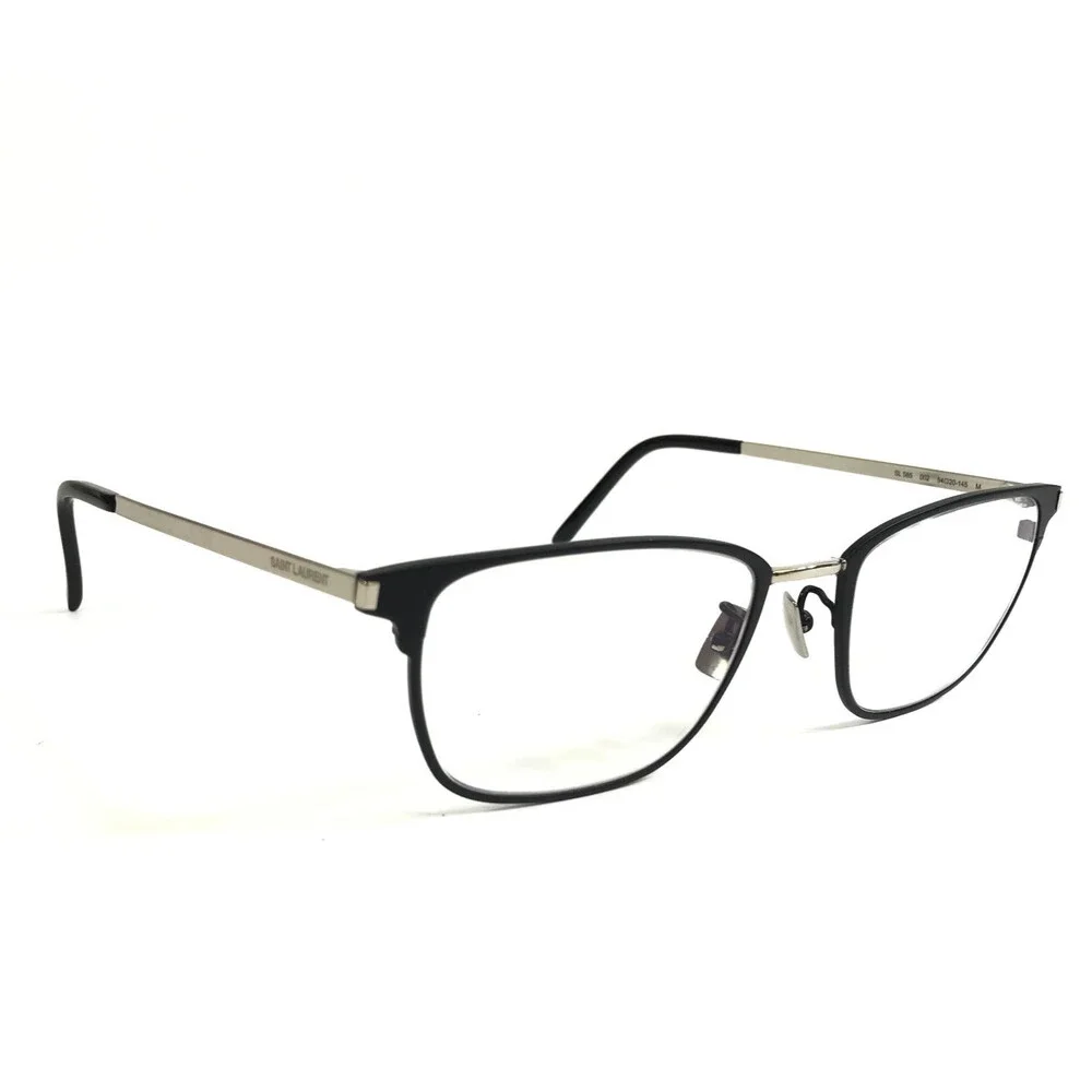 Saint Laurent Eyeglasses Frames SL585 002 Black Silver Rectangle 54-20-145